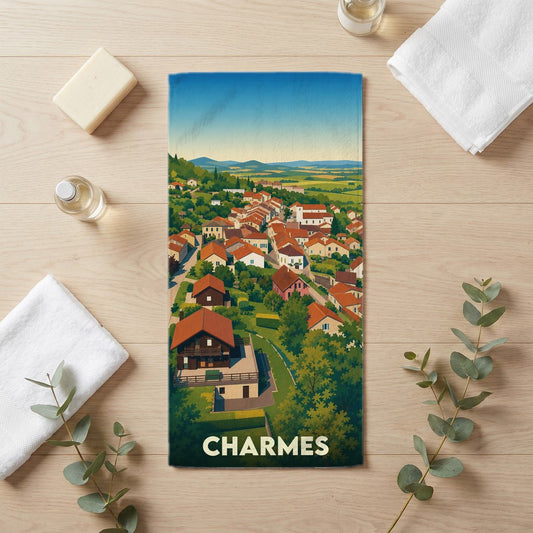Serviette de bain 30 cm x 60 cm souvenir de Charmes