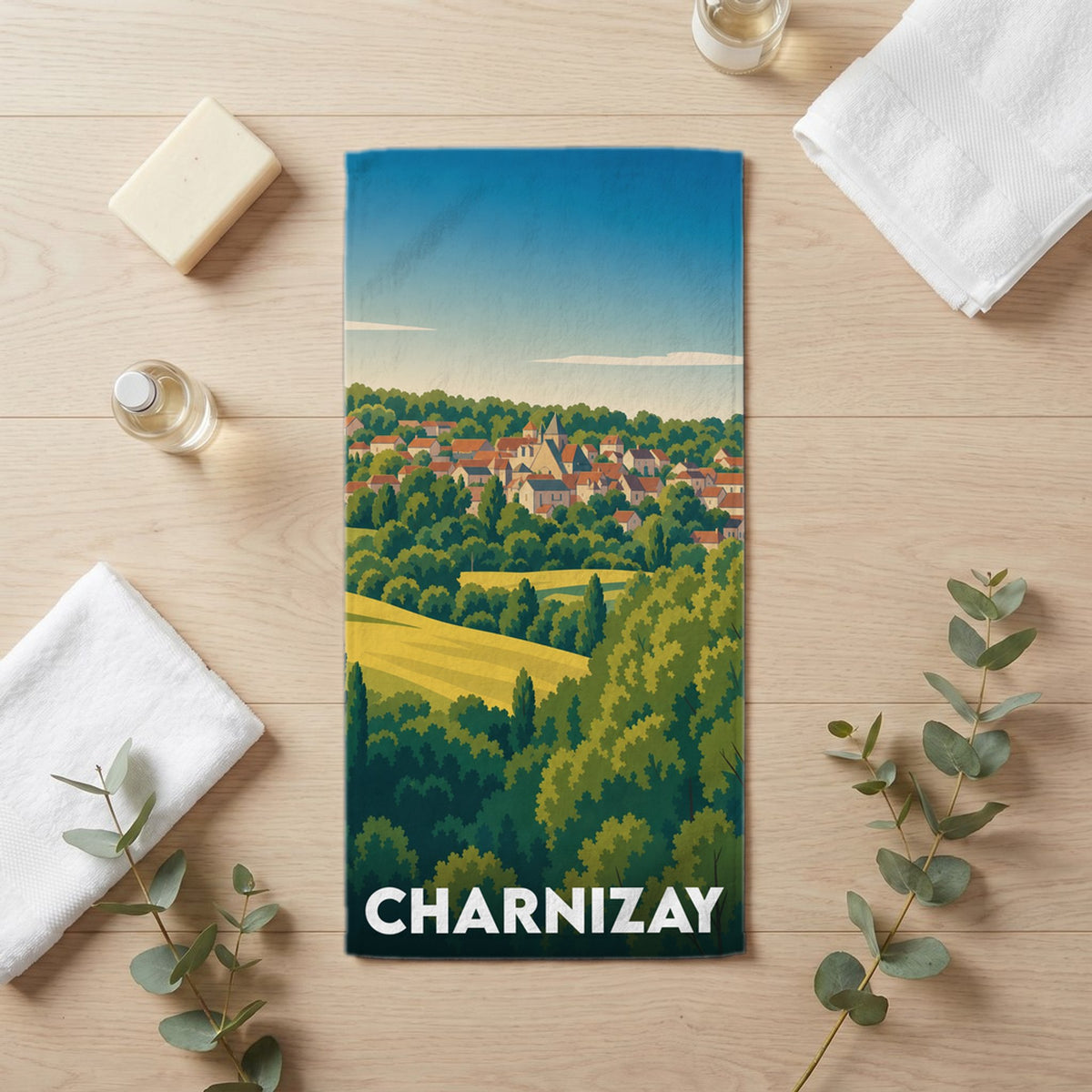 Serviette de bain 30 cm x 60 cm souvenir de Charnizay