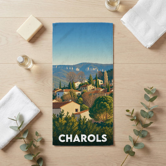 Serviette de bain 30 cm x 60 cm souvenir de Charols