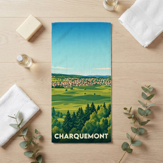 Serviette de bain 30 cm x 60 cm souvenir de Charquemont
