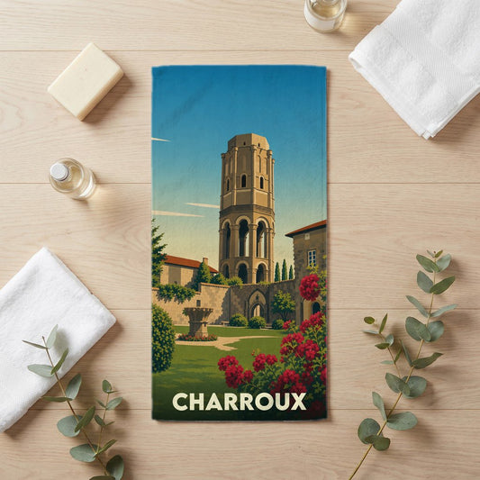 Serviette de bain 30 cm x 60 cm souvenir de Charroux