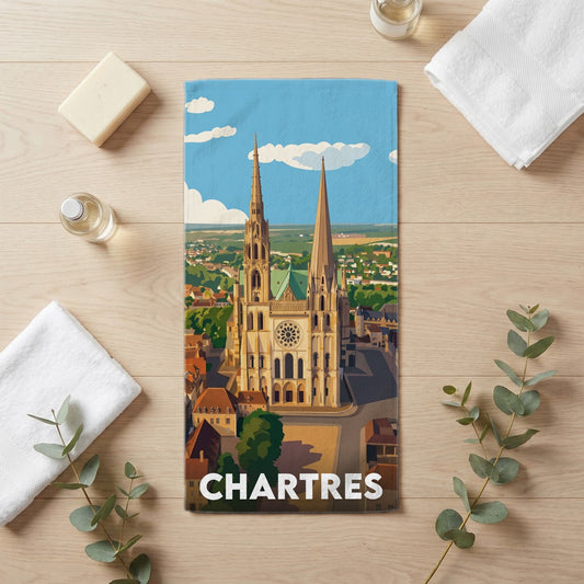 Serviette de bain 30 cm x 60 cm souvenir de Chartres