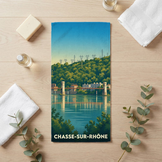Serviette de bain 30 cm x 60 cm souvenir de Chasse-sur-Rhône