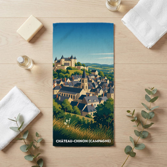 Serviette de bain 30 cm x 60 cm souvenir de Château-Chinon (Campagne)