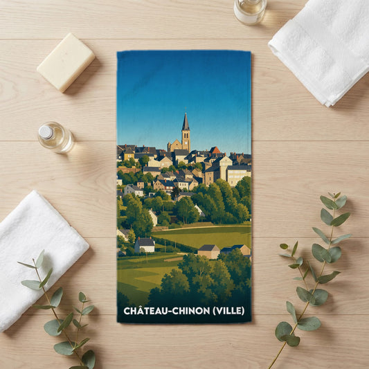 Serviette de bain 30 cm x 60 cm souvenir de Château-Chinon (Ville)