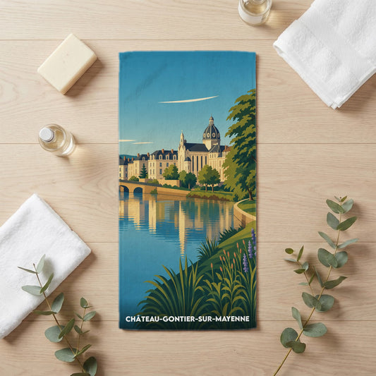 Serviette de bain 30 cm x 60 cm souvenir de Château-Gontier-sur-Mayenne