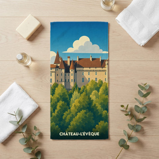 Serviette de bain 30 cm x 60 cm souvenir de Château-l'Évêque