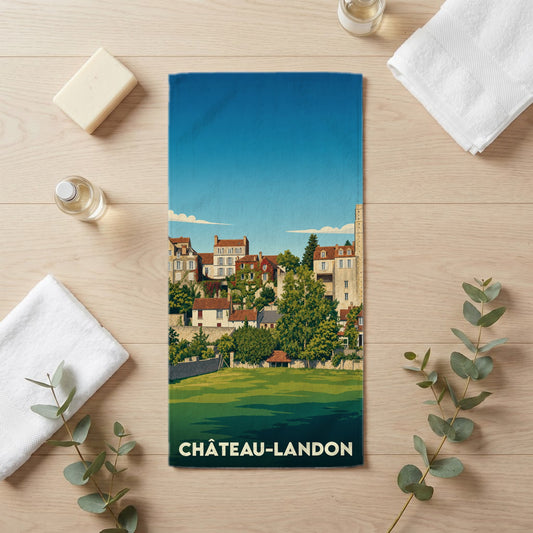 Serviette de bain 30 cm x 60 cm souvenir de Château-Landon