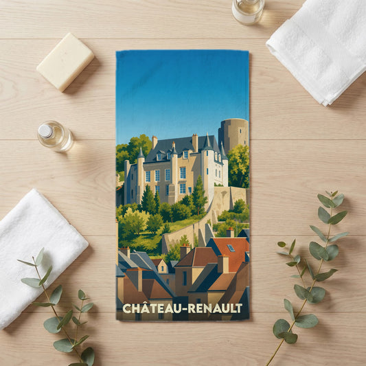 Serviette de bain 30 cm x 60 cm souvenir de Château-Renault
