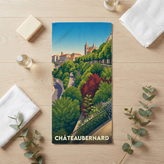 Serviette de bain 30 cm x 60 cm souvenir de Châteaubernard