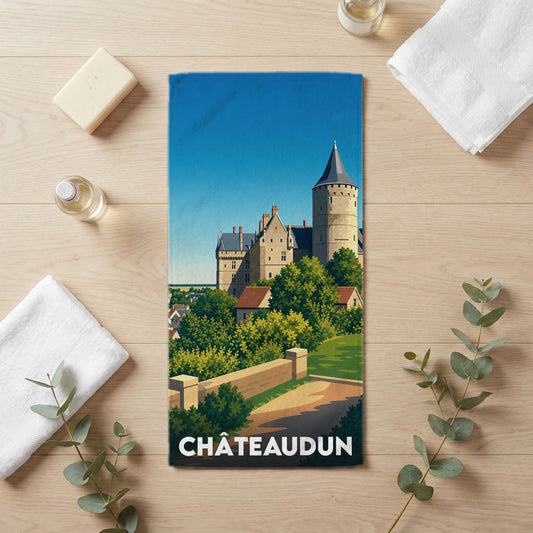Serviette de bain 30 cm x 60 cm souvenir de Châteaudun