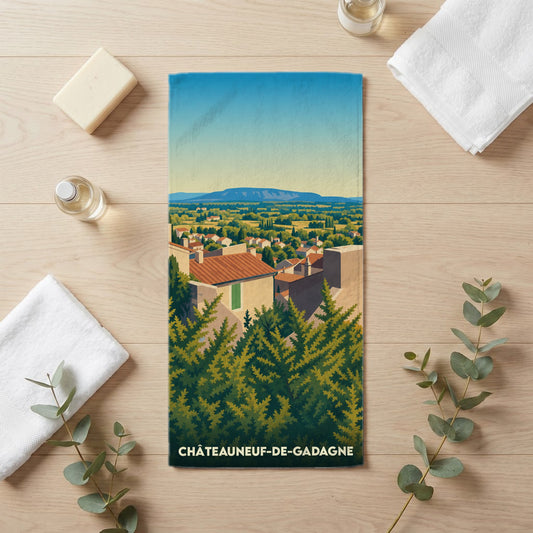 Serviette de bain 30 cm x 60 cm souvenir de Châteauneuf-de-Gadagne