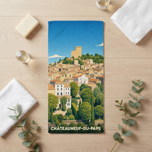 Serviette de bain 30 cm x 60 cm souvenir de Châteauneuf-du-Pape