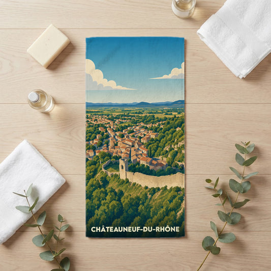 Serviette de bain 30 cm x 60 cm souvenir de Châteauneuf-du-Rhône