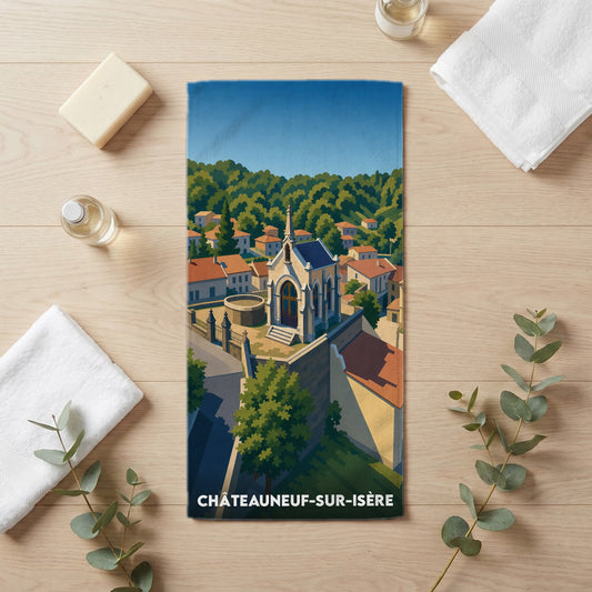 Serviette de bain 30 cm x 60 cm souvenir de Châteauneuf-sur-Isère
