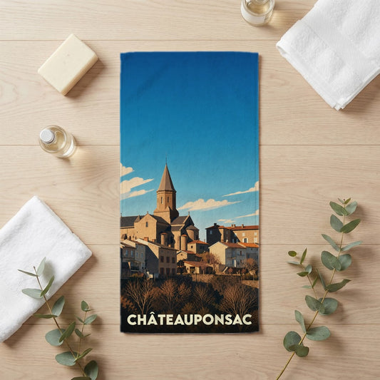Serviette de bain 30 cm x 60 cm souvenir de Châteauponsac