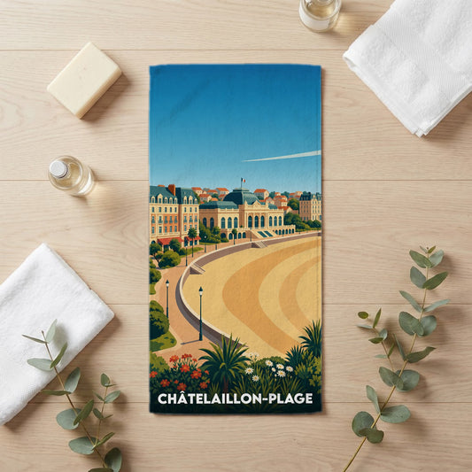Serviette de bain 30 cm x 60 cm souvenir de Châtelaillon-Plage