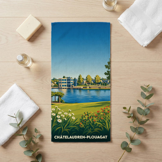 Serviette de bain 30 cm x 60 cm souvenir de Châtelaudren-Plouagat