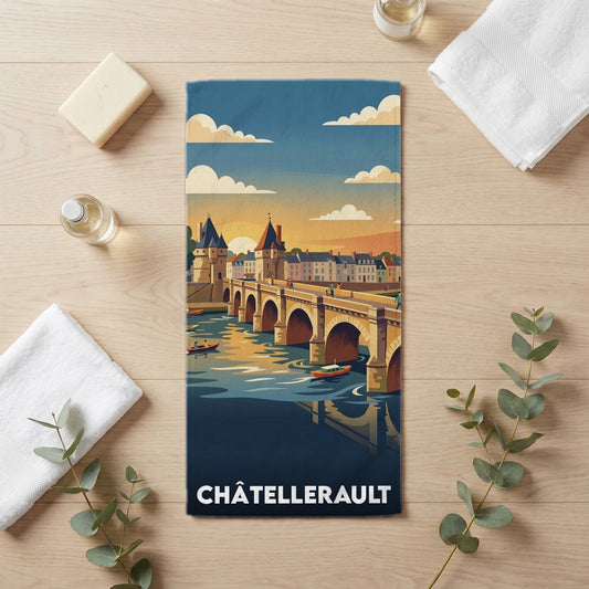 Serviette de bain 30 cm x 60 cm souvenir de Châtellerault