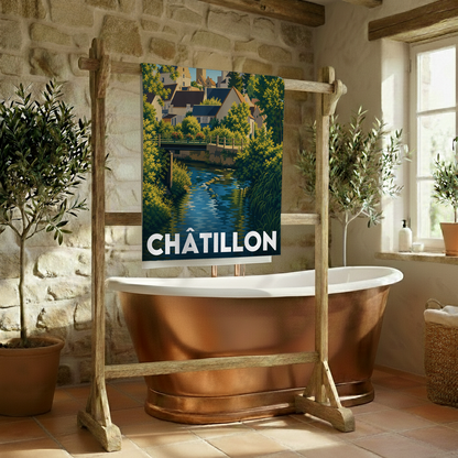 Serviette de bain 70 cm x 140 cm souvenir de Châtillon