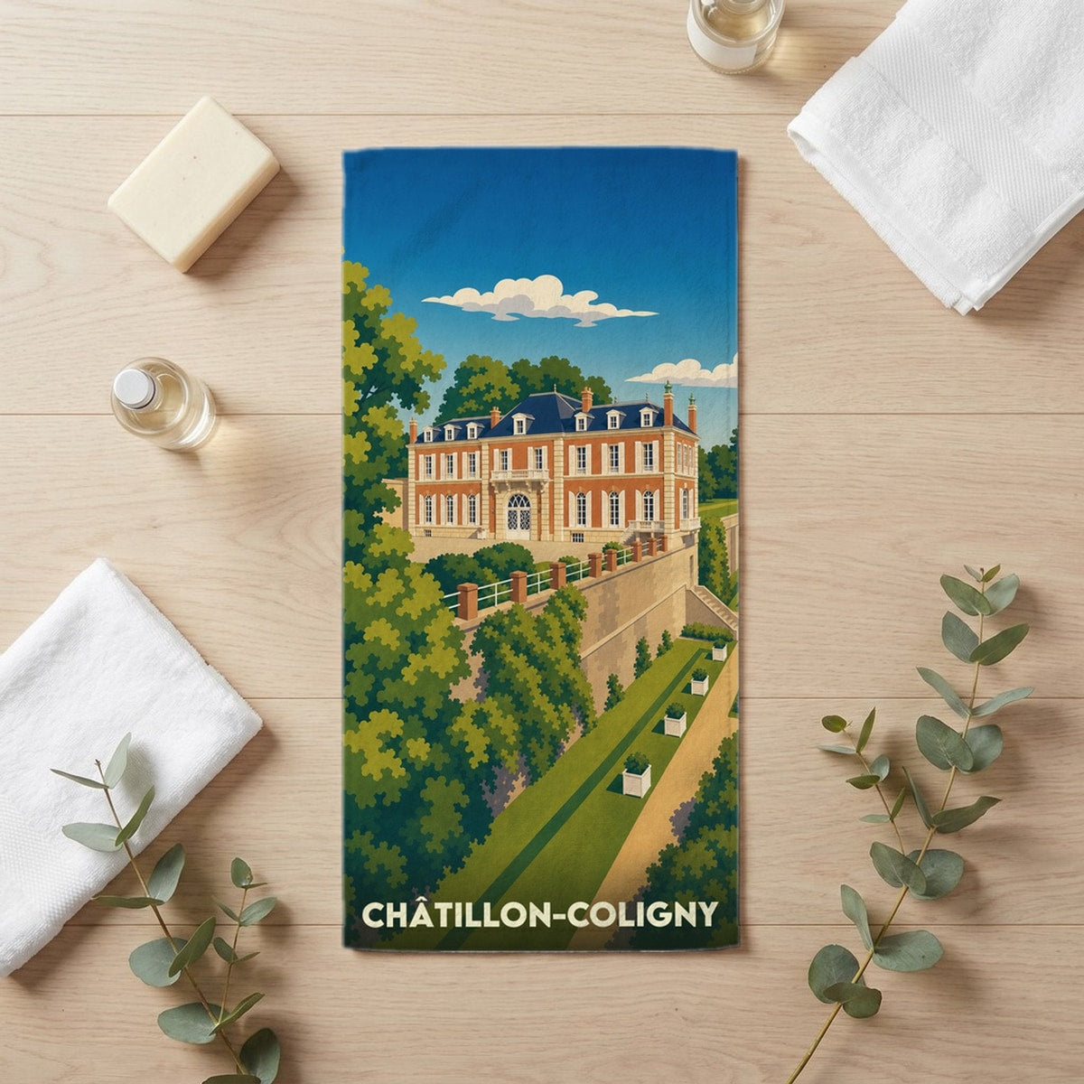 Serviette de bain 30 cm x 60 cm souvenir de Châtillon-Coligny