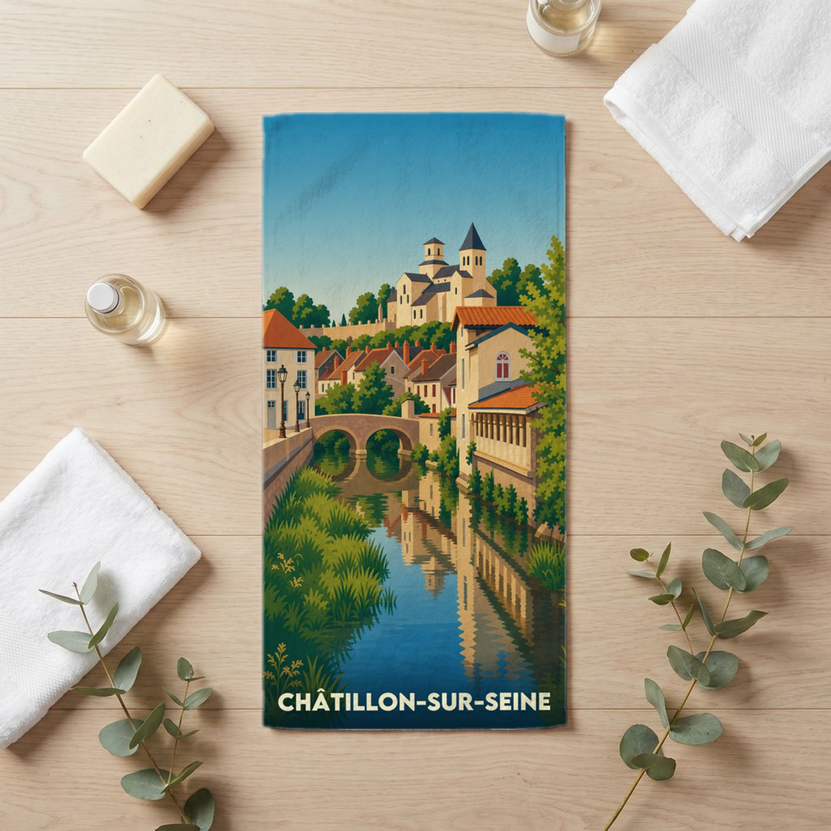 Serviette de bain 30 cm x 60 cm souvenir de Châtillon-sur-Seine