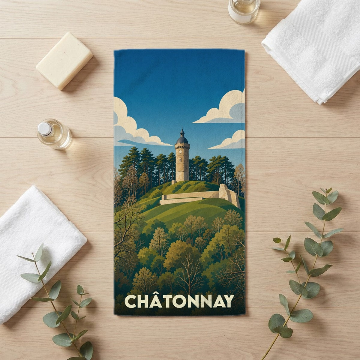 Serviette de bain 30 cm x 60 cm souvenir de Châtonnay