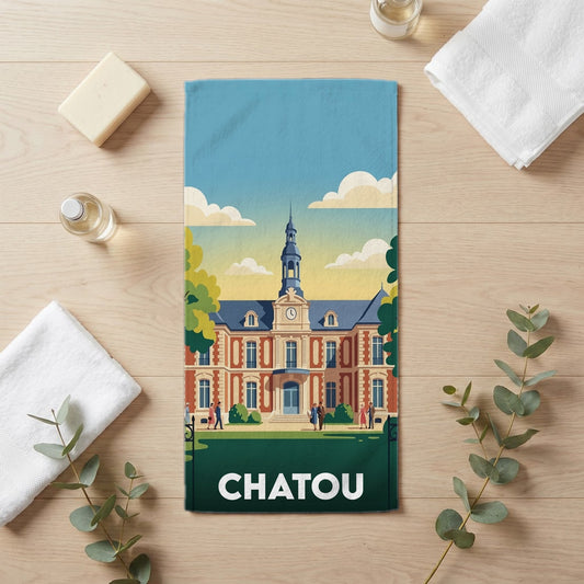 Serviette de bain 30 cm x 60 cm souvenir de Chatou
