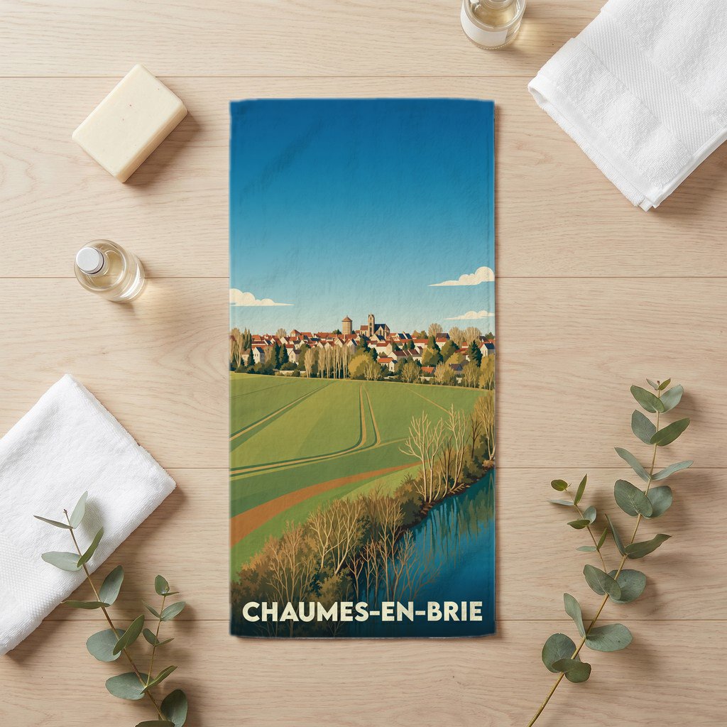 Serviette de bain 30 cm x 60 cm souvenir de Chaumes-en-Brie