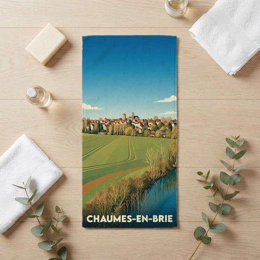 Serviette de bain 30 cm x 60 cm souvenir de Chaumes-en-Brie