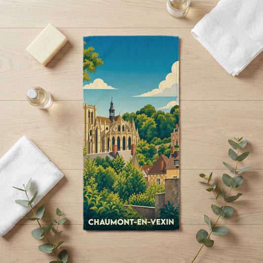 Serviette de bain 30 cm x 60 cm souvenir de Chaumont-en-Vexin