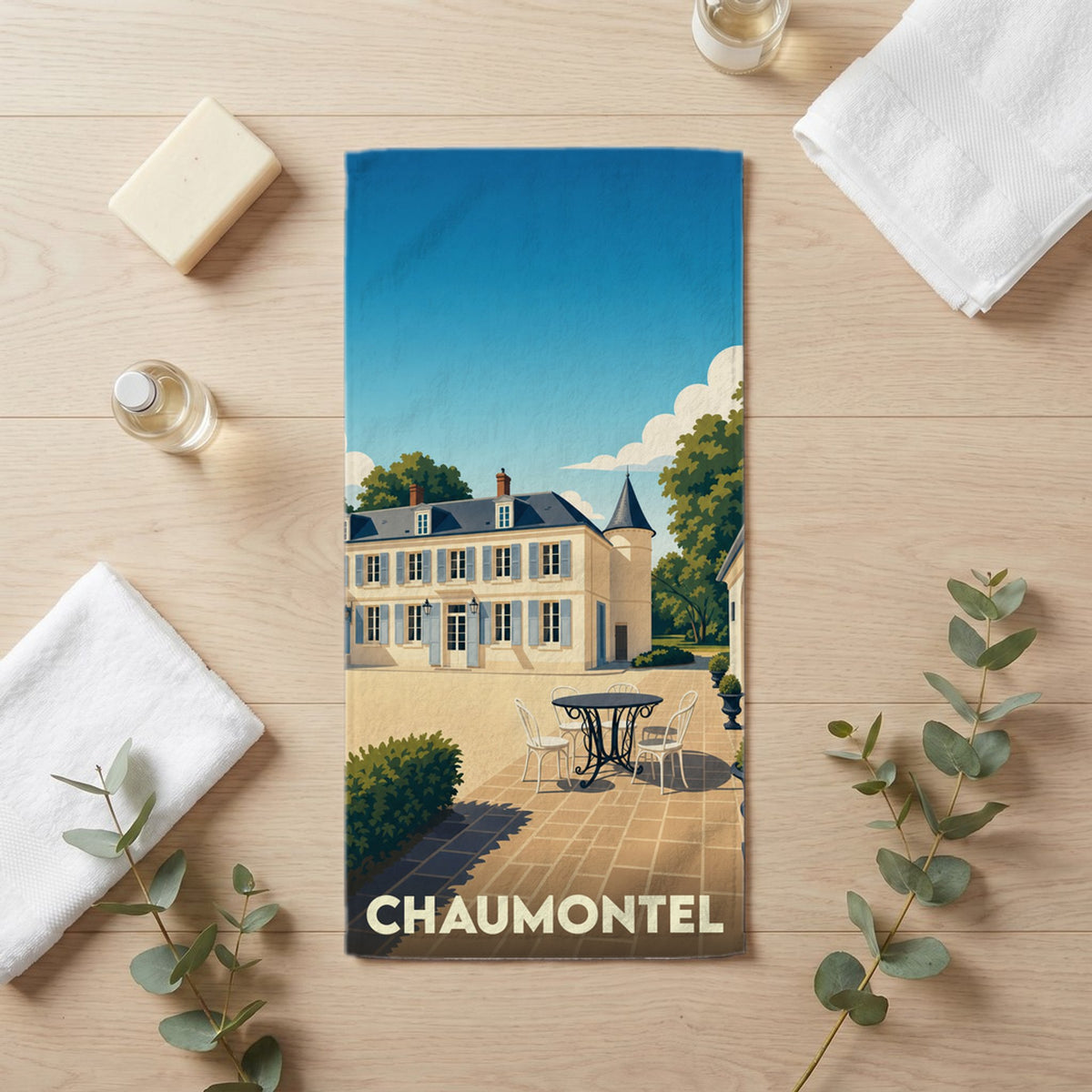 Serviette de bain 30 cm x 60 cm souvenir de Chaumontel