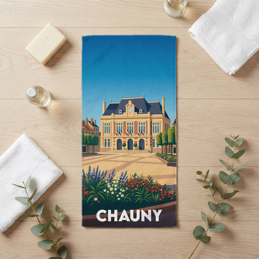 Serviette de bain 30 cm x 60 cm souvenir de Chauny