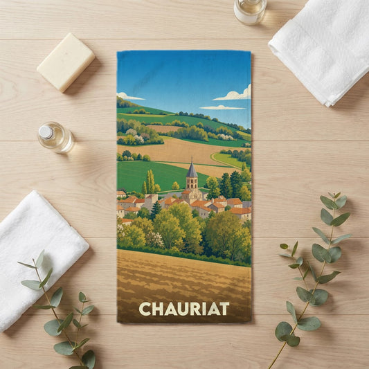 Serviette de bain 30 cm x 60 cm souvenir de Chauriat
