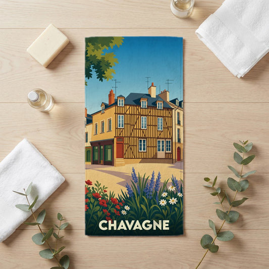 Serviette de bain 30 cm x 60 cm souvenir de Chavagne