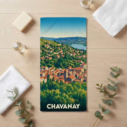 Serviette de bain 30 cm x 60 cm souvenir de Chavanay