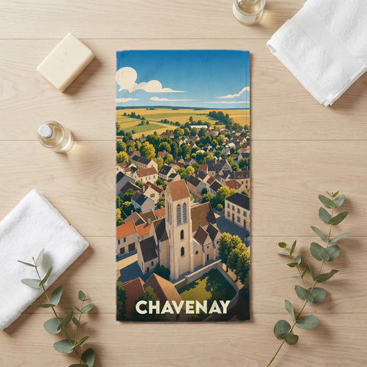 Serviette de bain 30 cm x 60 cm souvenir de Chavenay
