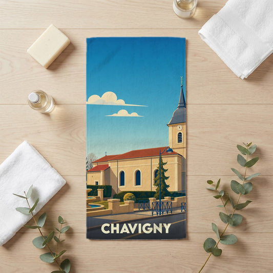 Serviette de bain 30 cm x 60 cm souvenir de Chavigny