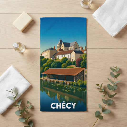 Serviette de bain 30 cm x 60 cm souvenir de Chécy