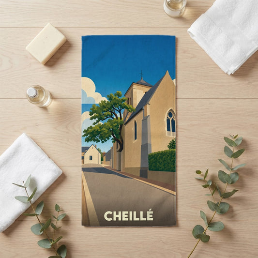 Serviette de bain 30 cm x 60 cm souvenir de Cheillé