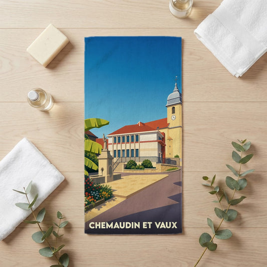 Serviette de bain 30 cm x 60 cm souvenir de Chemaudin et Vaux