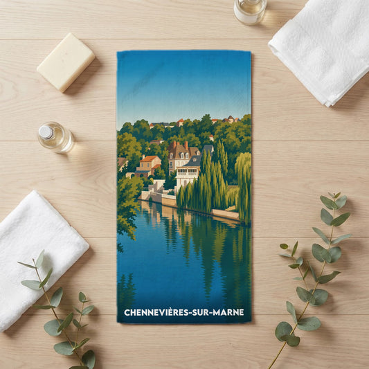 Serviette de bain 30 cm x 60 cm souvenir de Chennevières-sur-Marne