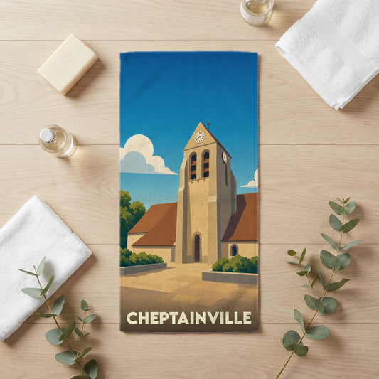 Serviette de bain 30 cm x 60 cm souvenir de Cheptainville