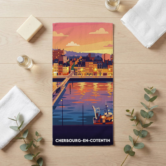 Serviette de bain 30 cm x 60 cm souvenir de Cherbourg-en-Cotentin