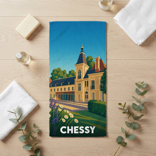 Serviette de bain 30 cm x 60 cm souvenir de Chessy