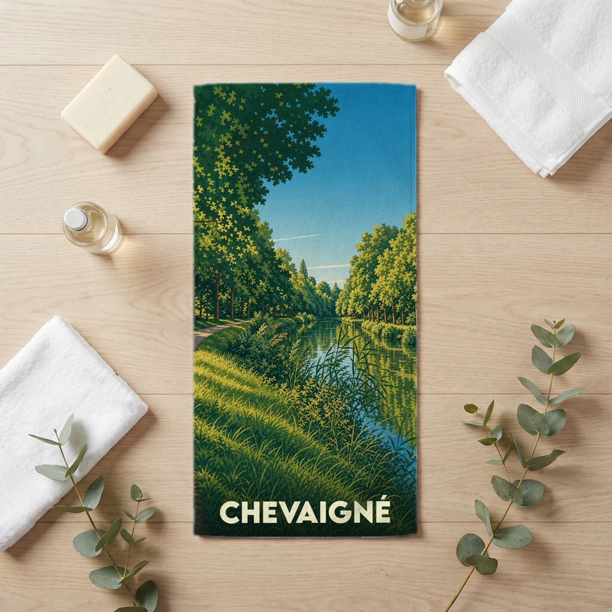 Serviette de bain 30 cm x 60 cm souvenir de Chevaigné