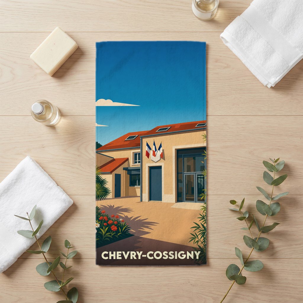 Serviette de bain 30 cm x 60 cm souvenir de Chevry-Cossigny