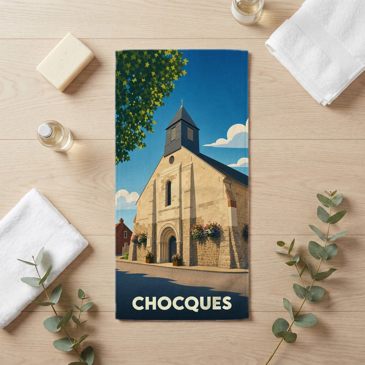 Serviette de bain 30 cm x 60 cm souvenir de Chocques