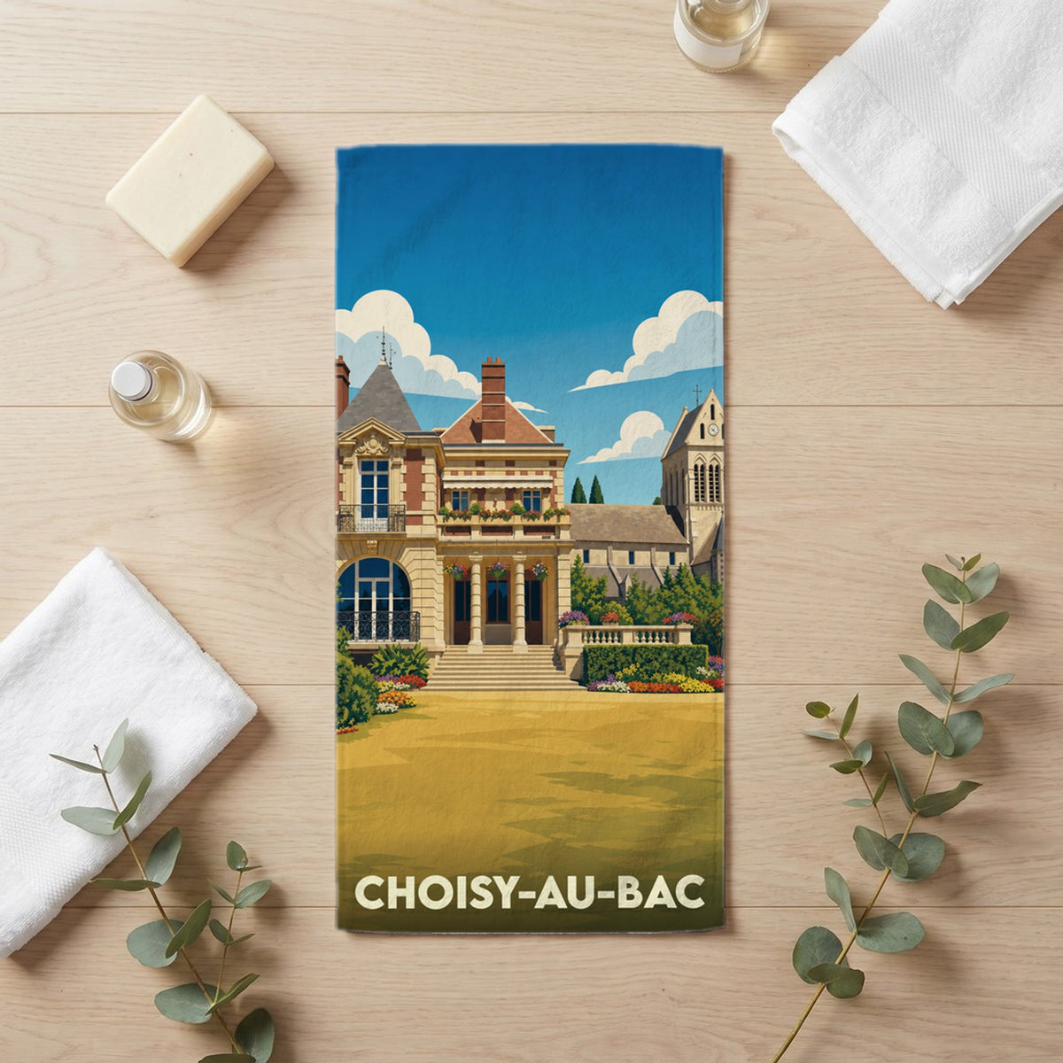 Serviette de bain 30 cm x 60 cm souvenir de Choisy-au-Bac
