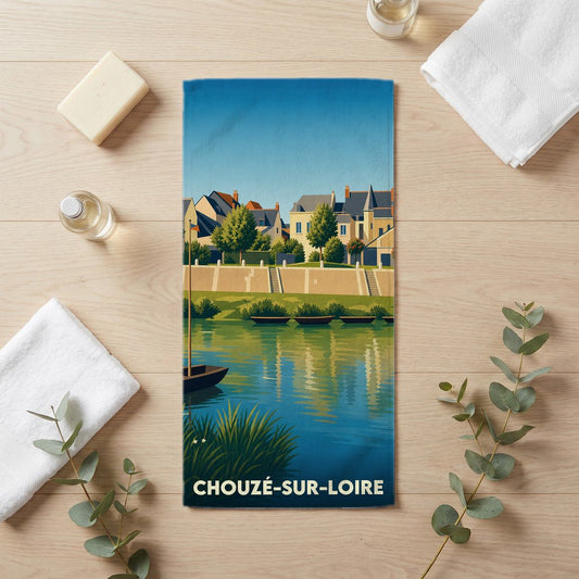 Serviette de bain 30 cm x 60 cm souvenir de Chouzé-sur-Loire